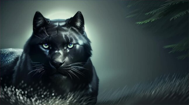 black cat on the moon