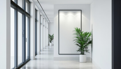 White Hallway with Framed Poster