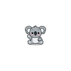 Cute koala sitting and waving paw cartoon, vector illustration © Totostarkk9456