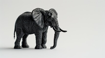 Fototapeta premium A figurine of a black elephant on a white background.