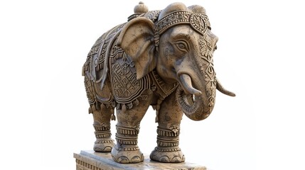 Elephant statue on white background