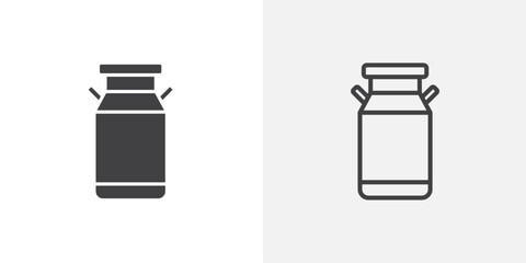 milk can black vector icon set