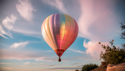Balloon on the sky backgrounds landscape, generative ai