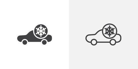 car conditioner black vector icon set