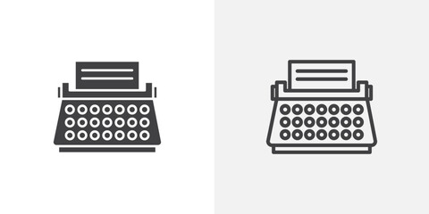 Typewriter black vector icon set