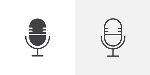 Microphone black vector icon set