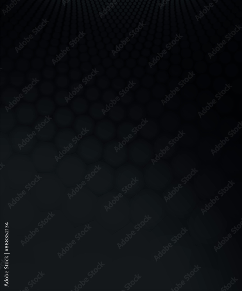 Aufkleber Abstract dark black color tone, soft gradient art and hexagonal shapes perspective background..