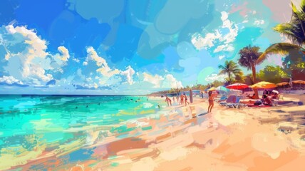 Tropical Beach Painting.