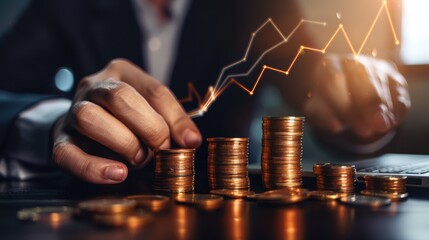 The hand stacking coins
