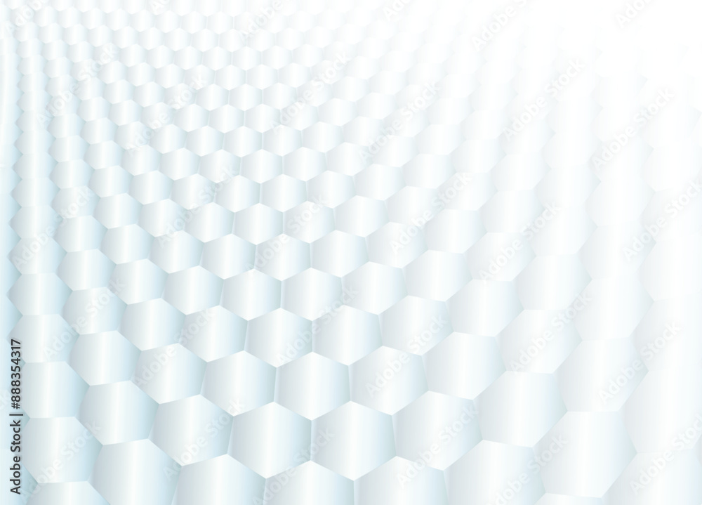 Poster Abstract black and white color tone, soft gradient art and hexagonal shapes perspective background.