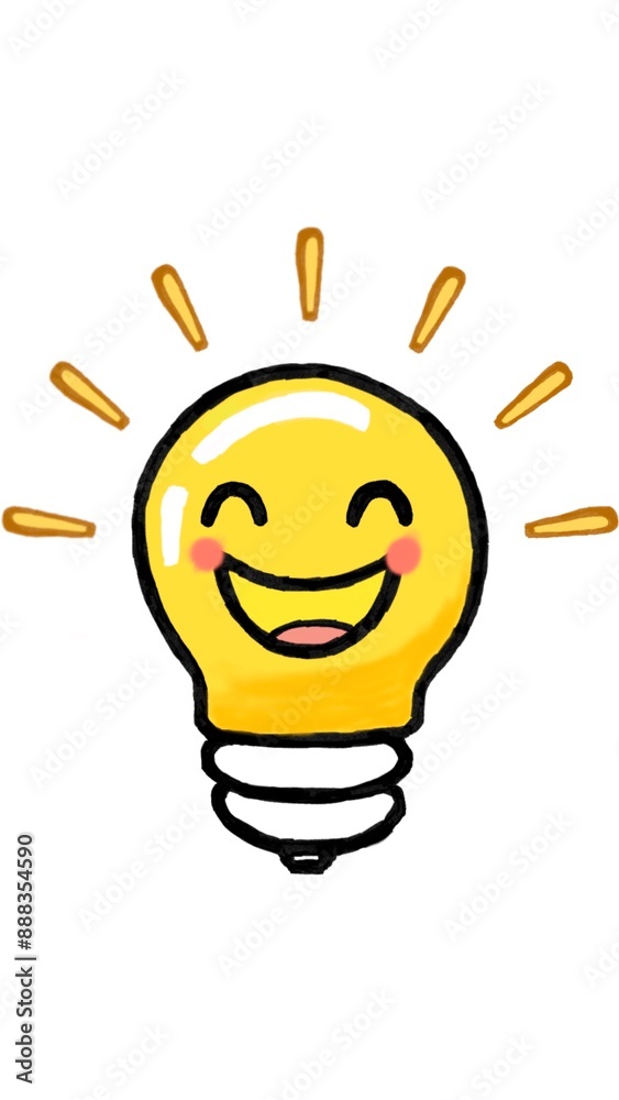 Wall mural laughing happy light bulb with a bright idea. full hd illustration design art on white background