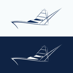 fishing boat vector design logo or for fishing hobbyists.