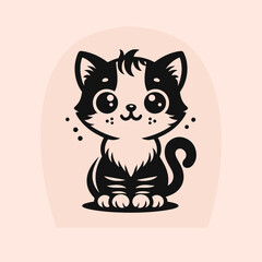 Cute Cat Cartoon Characters Vector Icon Illustration