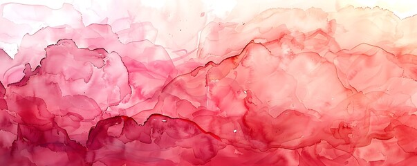 Watercolor painting with fluid pink and red shades, creating a soft gradient effect and a canvas-like appearance.