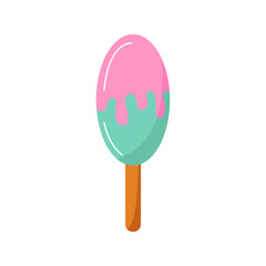 Ice cream on a stick. Vector illustration isolated on white background