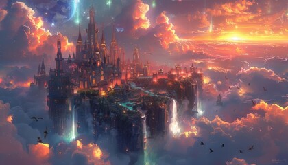 Floating Fantasy City Above the Clouds
