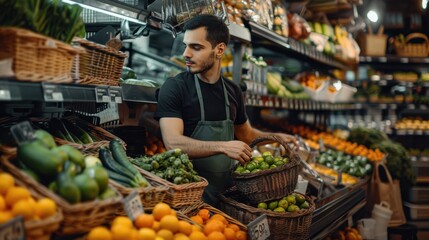 The worker organizing produce
