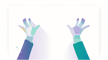 painted hands, simple and flat like vector
