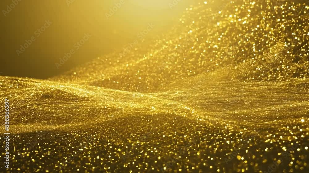 Aufkleber a golden abstract background with shimmering, flowing particles.