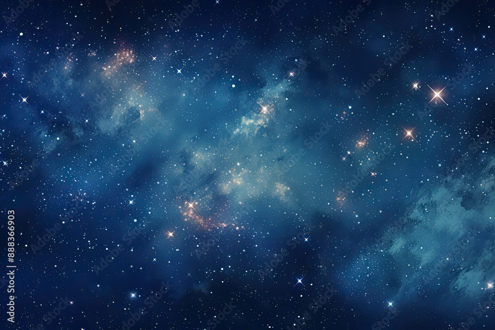 Poster starry, nebulous cosmic expanse, celestial background with floating constellations and nebulae