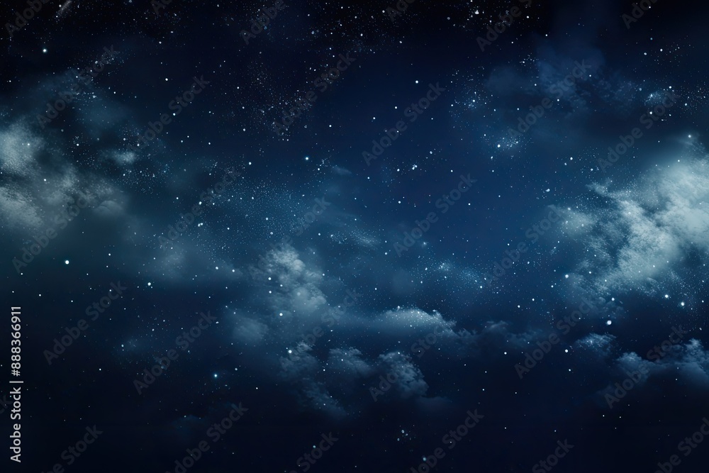 Poster Starry, nebulous cosmic expanse, celestial background with floating constellations and nebulae