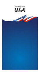 Greetings from USA. Editable Instagram template for Stories and Reels. Social media template second page with USA flag ribbon and editable frame.ai