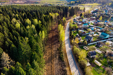Top view of a clearing along a road in the countryside © PhotoChur