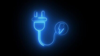 neon power icon animation in black background. neon animation in power icon.