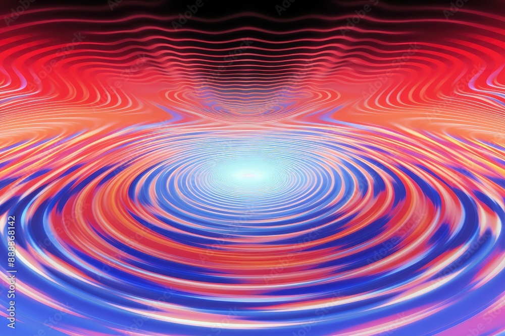 Poster vibrant, glowing orb amidst wavy lines, doppler effect visualization showcasing the shift in frequen