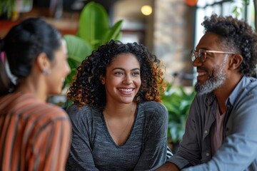 Happy family sharing a laugh together at home