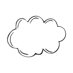 Hand drawn clouds icon. Cloudy doodle sketch, cloud weather symbol scribble design element isolated