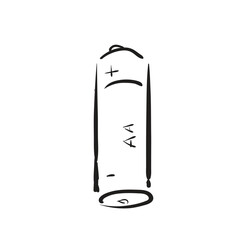 Hand drawn AA battery icon. AA battery doodle sketch, scribble design element isolated