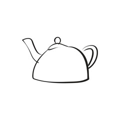 Hand drawn teapot icon. Kettle doodle sketch, tea pot symbol scribble design element isolated