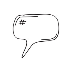 Hand Drawn Black And White Speech Bubble With Hashtag