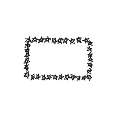 Hand drawn star frame icon. Border line doodle sketch, star frame scribble design element isolated