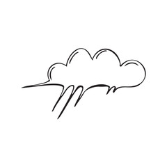 Hand drawn clouds icon. Cloudy doodle sketch, cloud weather symbol scribble design element isolated