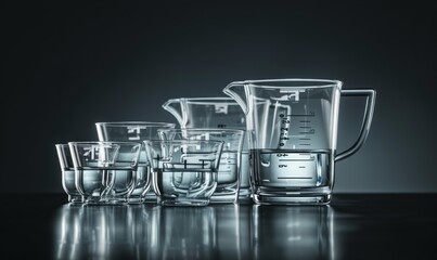 Glass measuring cups with precise liquid measurements