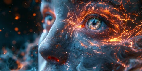 Abstract portrayal of the human mind, with intricate patterns and surreal elements, capturing the complexity of thought