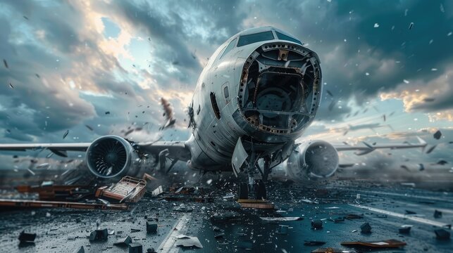 Airplane Accident. Propjet Crash Landed on Runway: Traveler Safety and Risk Concerns