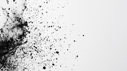 Abstract black ink splashes on white background creating an expressive, dramatic visual for artistic or creative projects.