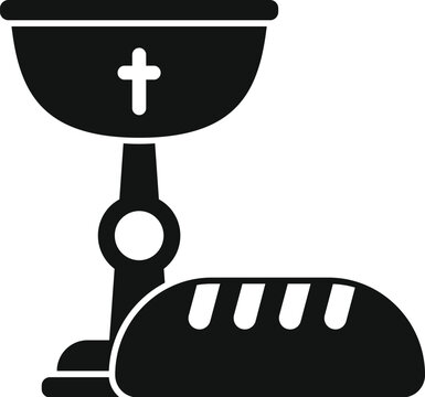 black chalice with cross and bread clip art preview