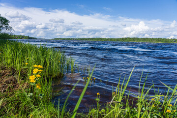 The Torne river at the border between Finland and Sweden