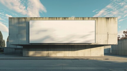Obraz premium A large white billboard sits in front of a building