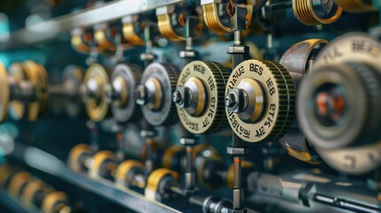 Fototapeta premium abstract representation of financial leverage, depicted as a series of pulleys and weights, each labeled with financial terms