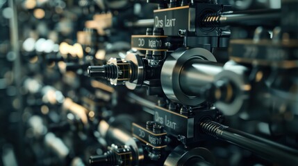 Fototapeta premium abstract representation of financial leverage, visualized as a series of mechanical levers adjusting weights labelled with financial terms