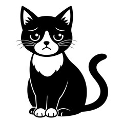 sad cat silhouette vector art illustration