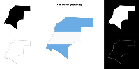 San Martin department (Mendoza) outline map set