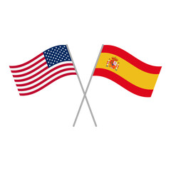 USA and Spain flags vector