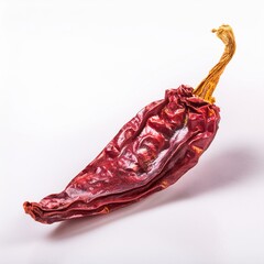 Fototapeta premium An isolated long red shining dry chili on a white background