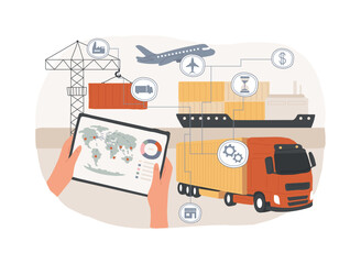 Blockchain-backed logistics isolated cartoon vector illustrations.